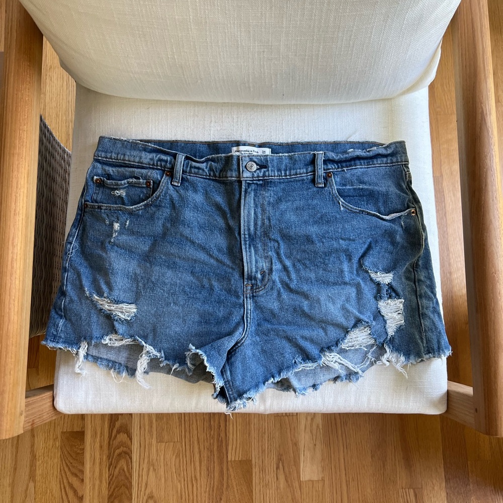 Abercrombie and Fitch Trendy Ripped Mom Jean Shorts